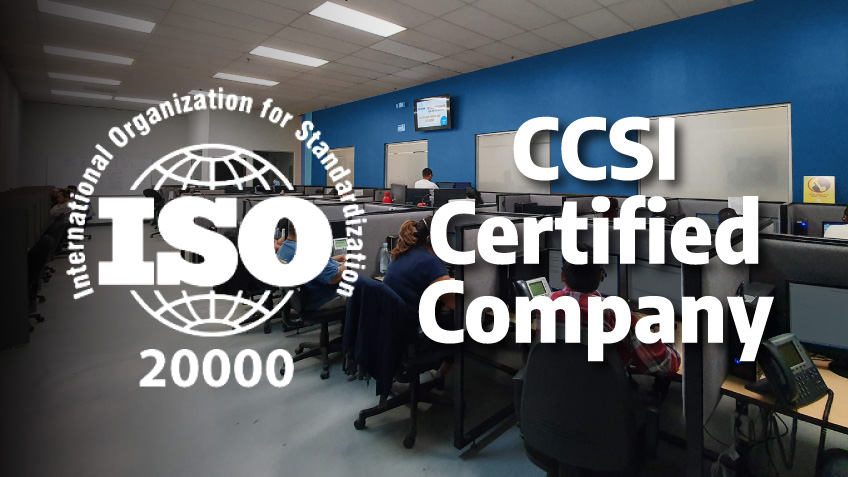 CCSI is a successful ISO 20000-1 certified company